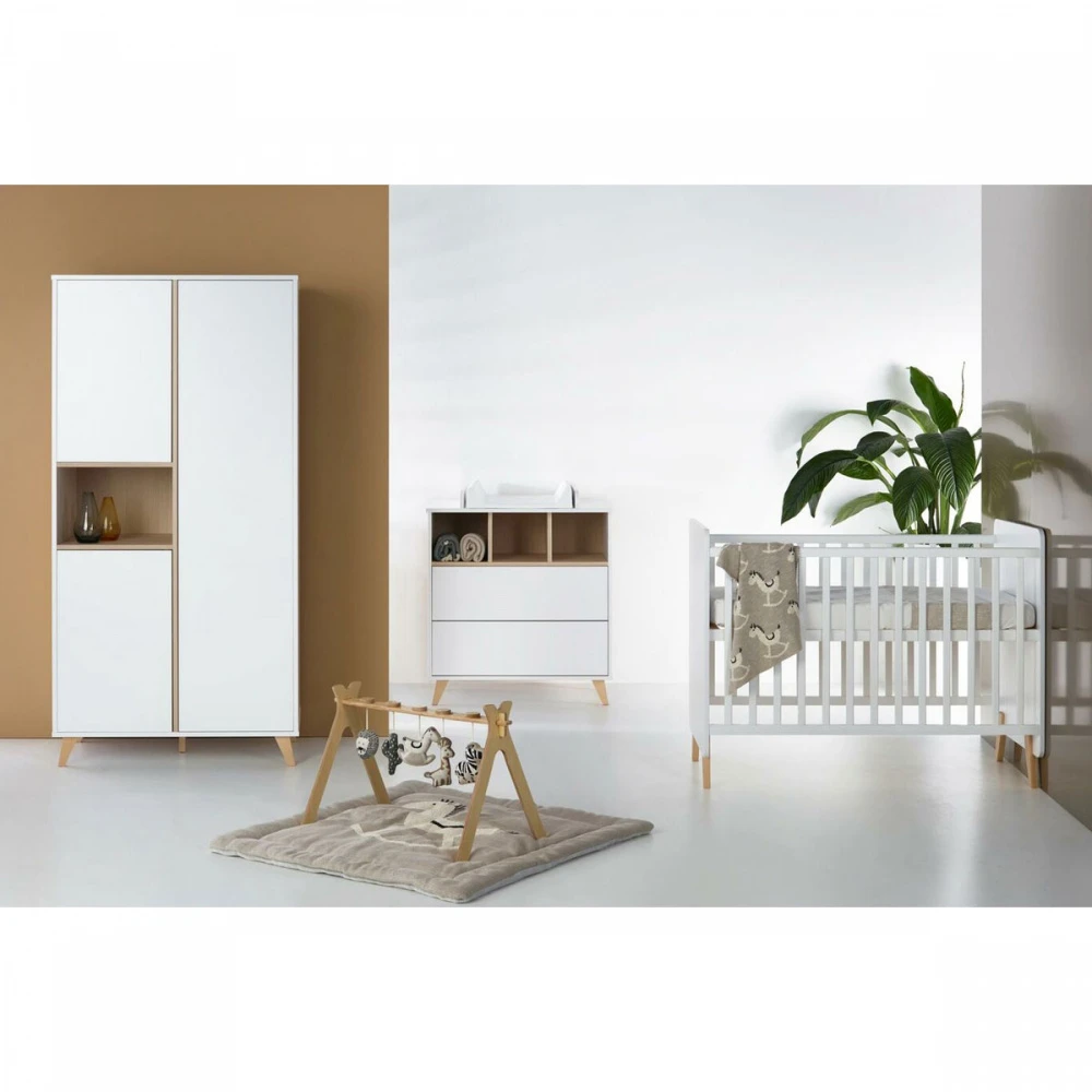 Chambre Trio Lit Bébé 60x120 Cm + Armoire + Commode Avec Plan à Langer Loft White 1 Chambre Trio Lit Bébé 60x120 Cm + Armoire + Commode Avec Plan à Langer Loft White