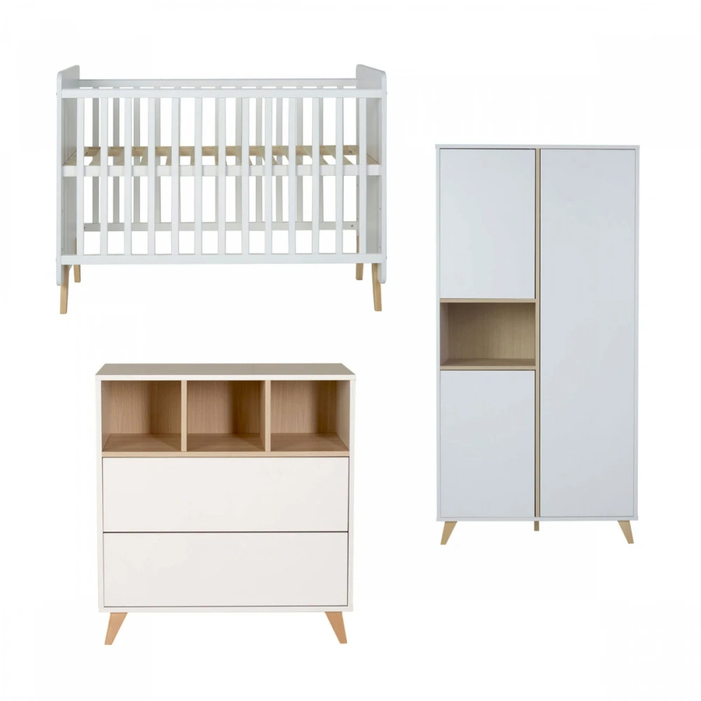 Chambre Trio Lit Bébé 60x120 Cm + Armoire + Commode Avec Plan à Langer Loft White 4 Chambre Trio Lit Bébé 60x120 Cm + Armoire + Commode Avec Plan à Langer Loft White – Image 4