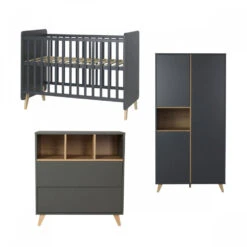 Chambre Trio Lit Bébé 60x120 Cm + Armoire + Commode Avec Plan à Langer Loft Anthracite 11 Chambre Trio Lit Bébé 60x120 Cm + Armoire + Commode Avec Plan à Langer Loft Anthracite -Allobébé qu061661464 4