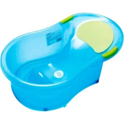 Baignoire Bébé 0-6 Mois + Transat Intégré Bleu Translucide