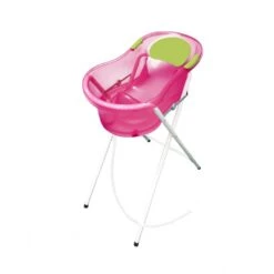 Baignoire 0-6 Mois Rose Translucide Transat Intégré +support à pied