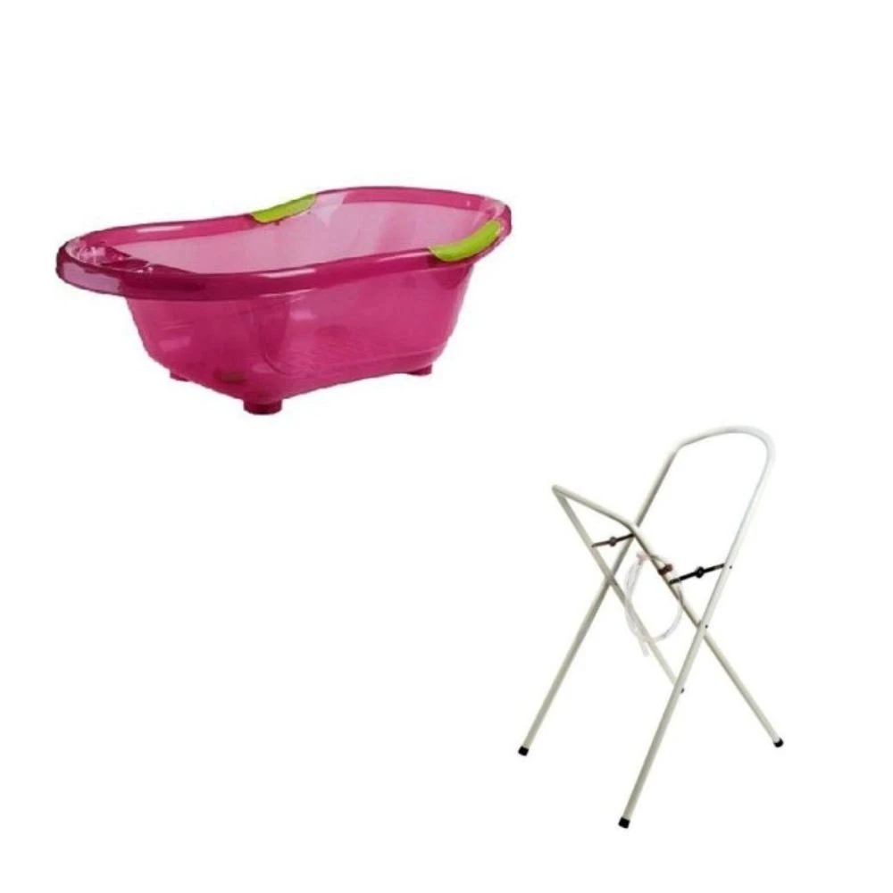 Baignoire Bébé Rose Avec Vidange + Support à Pied 2 Baignoire Bébé Rose Avec Vidange + Support à Pied – Image 2