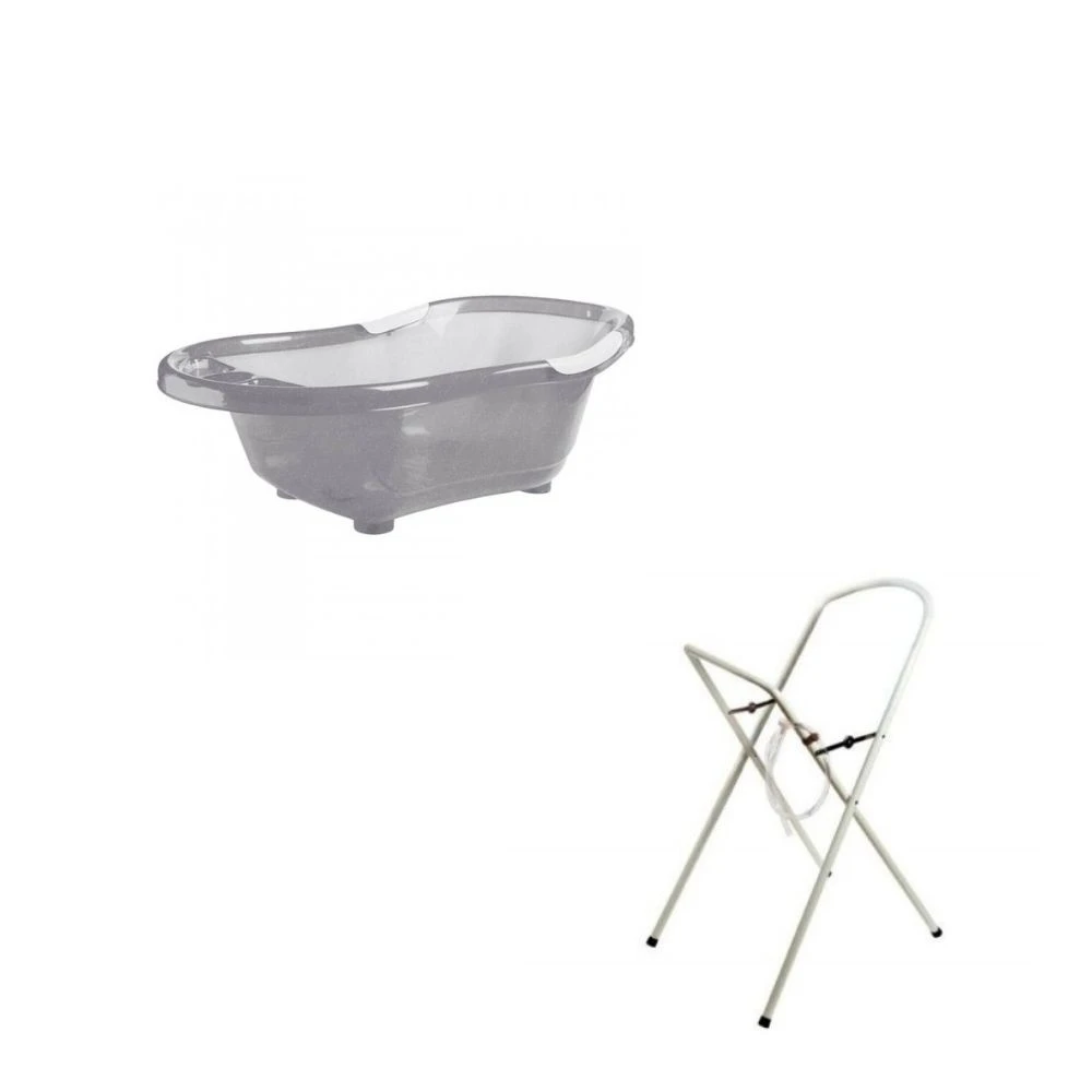 Baignoire Bébé Grise Pailletée Avec Vidange + Support à Pied 2 Baignoire Bébé Grise Pailletée Avec Vidange + Support à Pied – Image 2