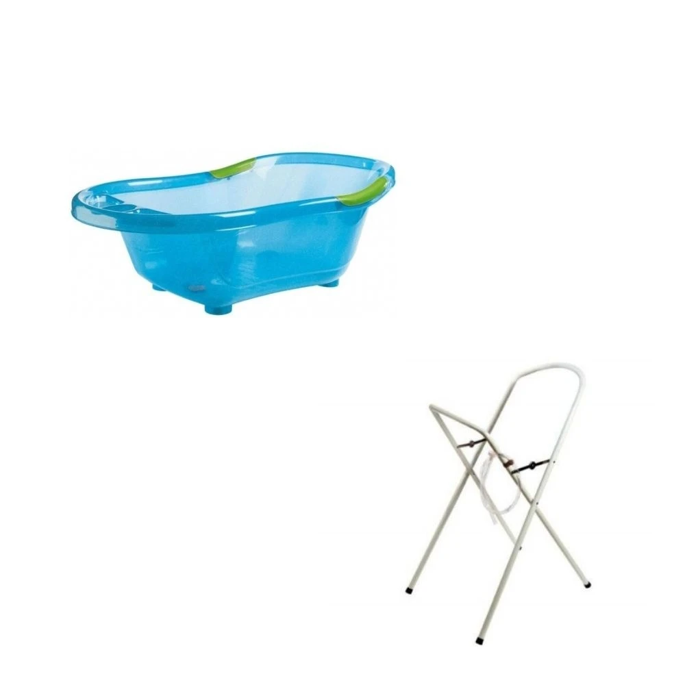 Baignoire Bébé Bleue Pailletée Avec Vidange + Support à Pied 2 Baignoire Bébé Bleue Pailletée Avec Vidange + Support à Pied – Image 2