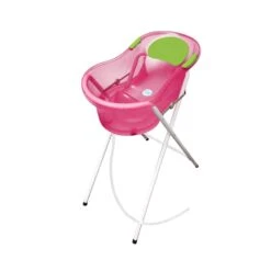 Baignoire 0-6 Mois Rose Pailletée Translucide Transat Intégré +support à pied
