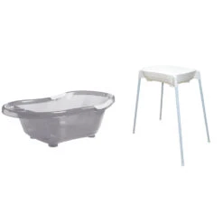 Pack Baignoire Bébé Avec Vidange Grise + Support De Baignoire Et Tuyau D'évacuation