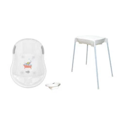 Pack Baignoire Bébé Avec Vidange éléphant Blanc + Support De Baignoire Et Tuyau D'évacuation