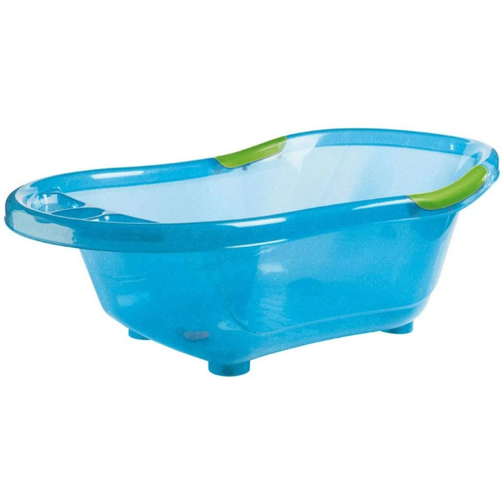 Pack Baignoire Bébé Avec Vidange Bleu Pailletée Translucide + Support De Baignoire Et Tuyau D'évacuation 3 Pack Baignoire Bébé Avec Vidange Bleu Pailletée Translucide + Support De Baignoire Et Tuyau D'évacuation – Image 3