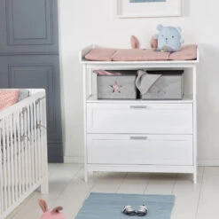 Roba Chambre Bébé Duo 'hamburg' Blanche 2 En 1 Lit Bébé 60x120 + Commode à Langer 2 Tiroirs -Allobébé ro069021516 6