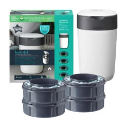 Tommee Tippee Starter Pack Twist & Click Poubelle Blanche + 4 Recharges