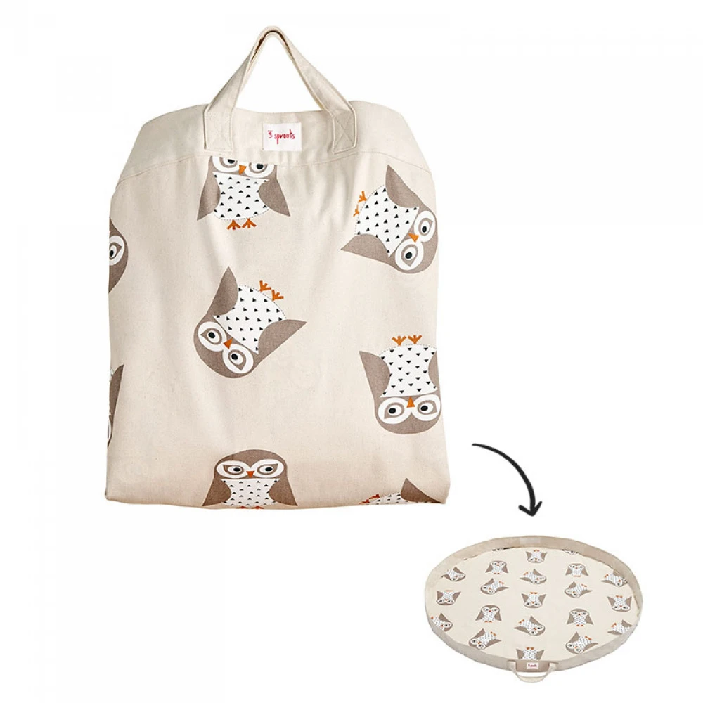 3 Sprouts Sac à Jouets / Tapis De Jeu 2 En 1 Chouette 1 3 Sprouts Sac à Jouets / Tapis De Jeu 2 En 1 Chouette