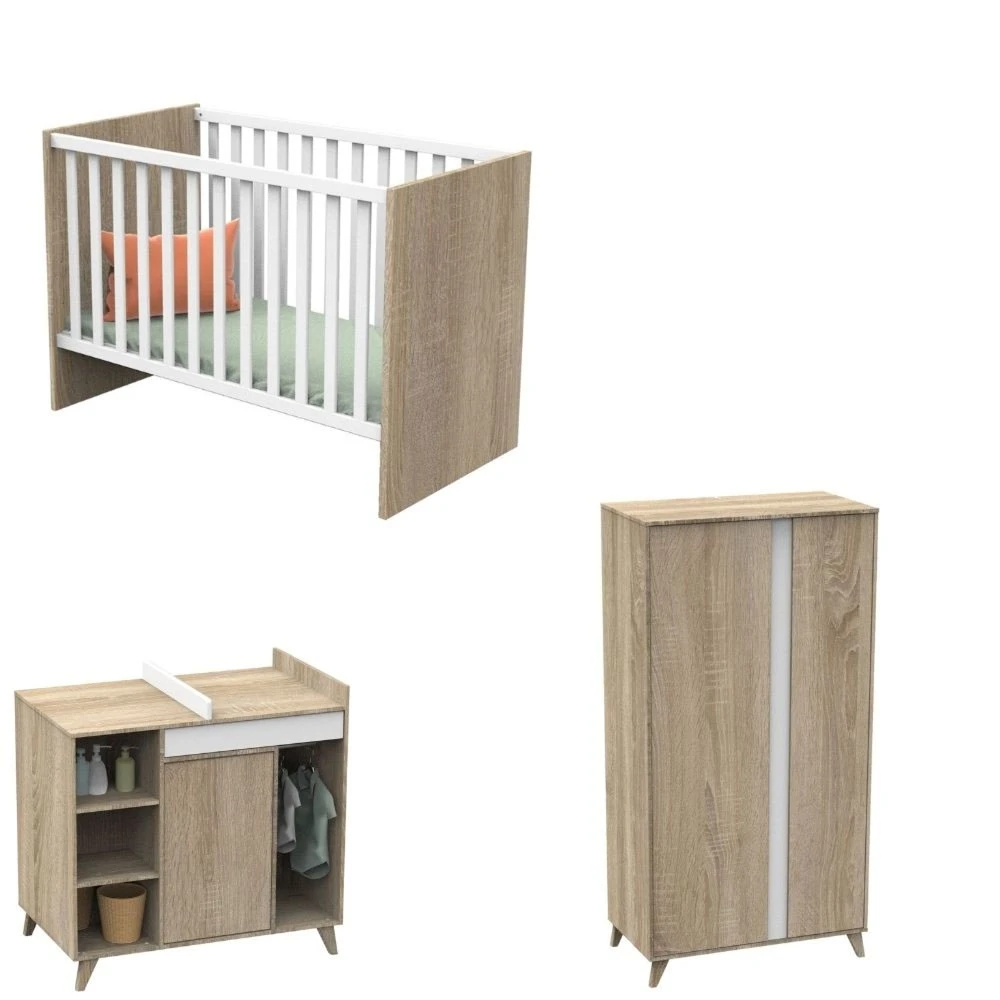 Chambre Bébé Trio Lit Bébé 60x120 + Commode+armoire Nova Blanc Lin 2 Chambre Bébé Trio Lit Bébé 60x120 + Commode+armoire Nova Blanc Lin – Image 2