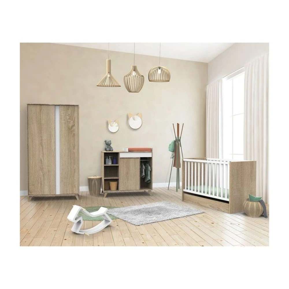 Chambre Trio Lit Combiné évolutif 70x140en140x190 + Commode + Armoire Nova Blanc Lin 1 Chambre Trio Lit Combiné évolutif 70x140en140x190 + Commode + Armoire Nova Blanc Lin