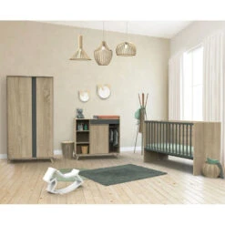 Chambre Trio Lit Combiné évolutif 70x140 En 140x190 + Commode + Armoire Nova Gris Volcan