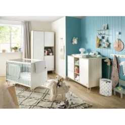 Chambre Trio Lit Little Big Bed 70x140 + Commode + Armoire Happy