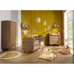 Chambre Trio Lit Bébé Little Big Bed 70x 140 + Commode 3 Tiroirs + Armoire Jazzy