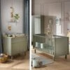 Chambre Duo Lit évolutif Bébé Little Big Bed 70x140 Cm + Commode 1 Tiroir 2 Portes Eleonore Kaki