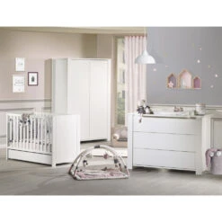 Chambre Trio Lit Little Big Bed+ Commode + Armoire Loft Blanc