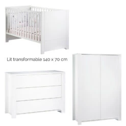 Chambre Trio Lit Little Big Bed+ Commode + Armoire Loft Blanc 15 Chambre Trio Lit Little Big Bed+ Commode + Armoire Loft Blanc -Allobébé st061684237 7