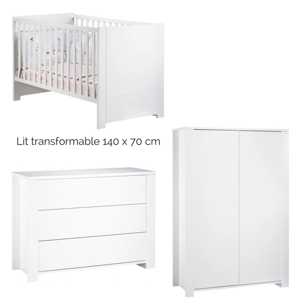 Chambre Trio Lit Little Big Bed+ Commode + Armoire Loft Blanc 8 Chambre Trio Lit Little Big Bed+ Commode + Armoire Loft Blanc – Image 8