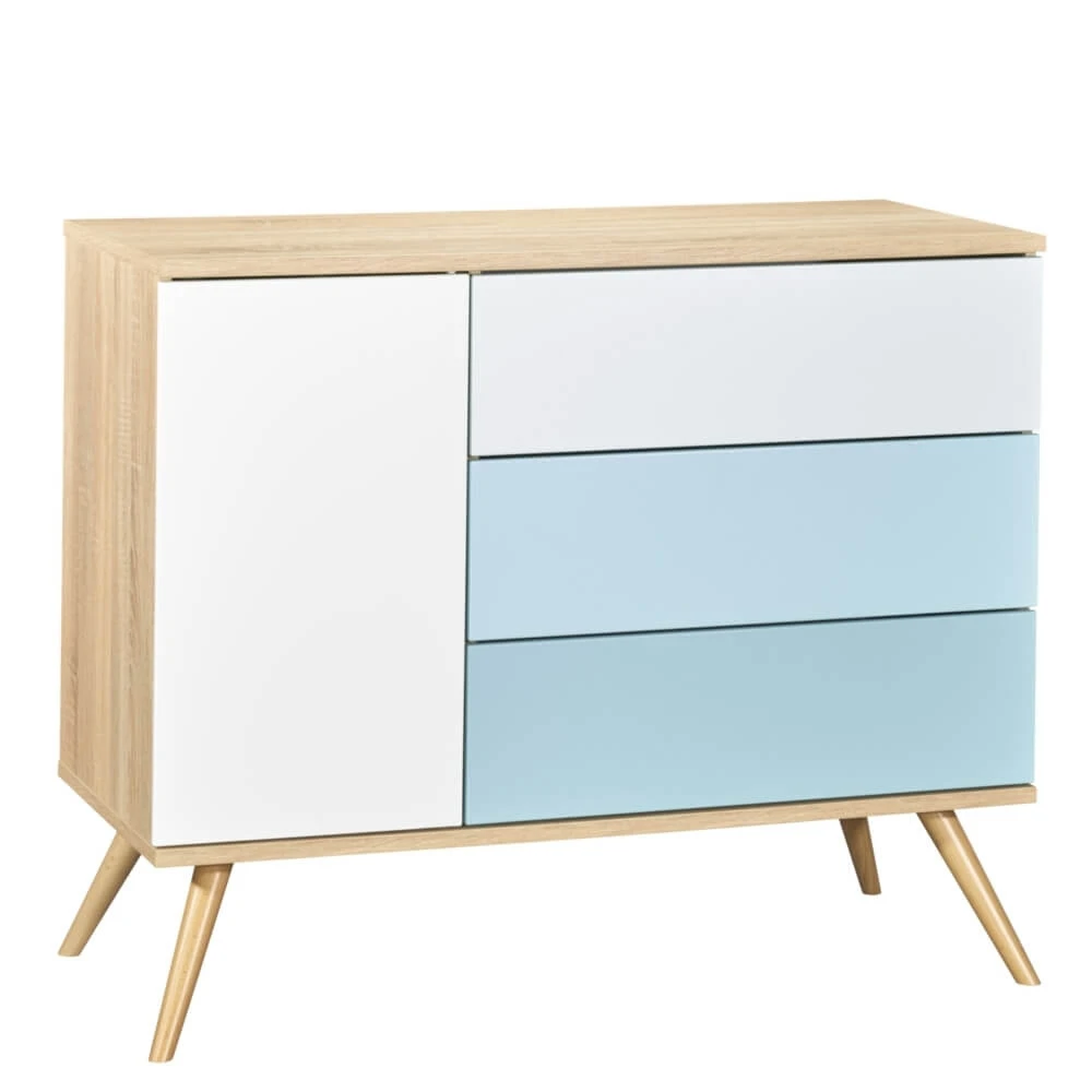 Chambre Béb Trio Lit 60x120 Cm + Commode + Armoire Seventies Bleue 3 Chambre Béb Trio Lit 60x120 Cm + Commode + Armoire Seventies Bleue – Image 3