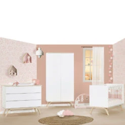 Chambre Bébé Trio Lit 60x120cm + Commode + Armoire Serena