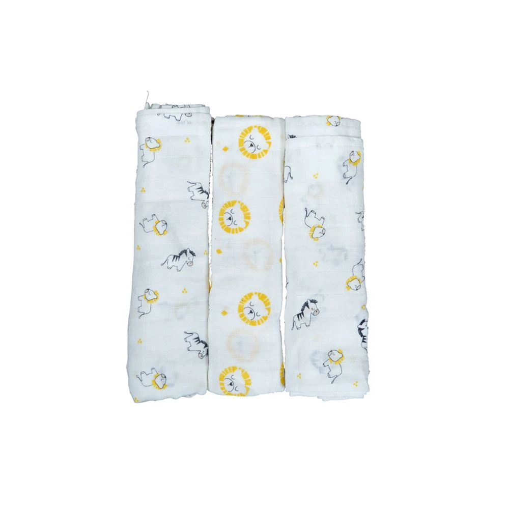 Lot De 3 Langes Bio 70x70cm Pluche Et Pompon 2 Lot De 3 Langes Bio 70x70cm Pluche Et Pompon – Image 2