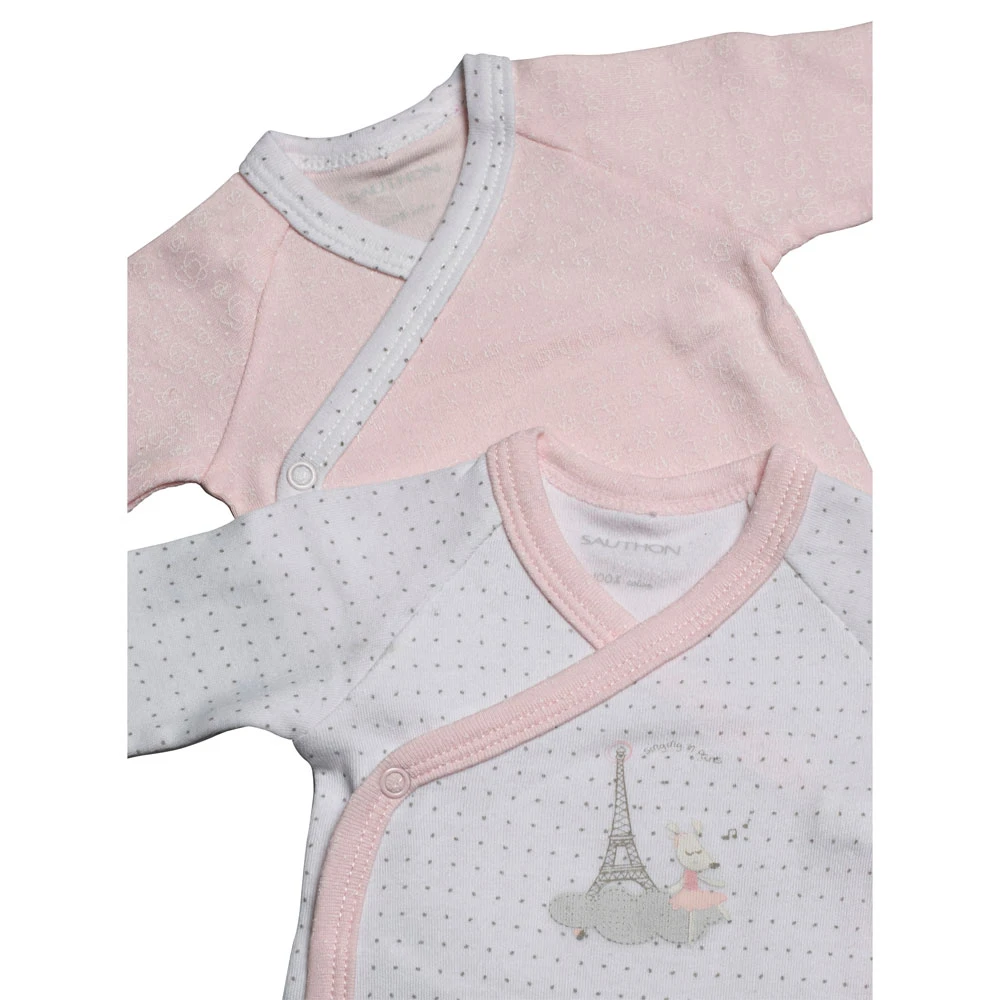 Lot De 2 Bodies Blanc Et Rose 3 Mois Lilibelle 2 Lot De 2 Bodies Blanc Et Rose 3 Mois Lilibelle – Image 2