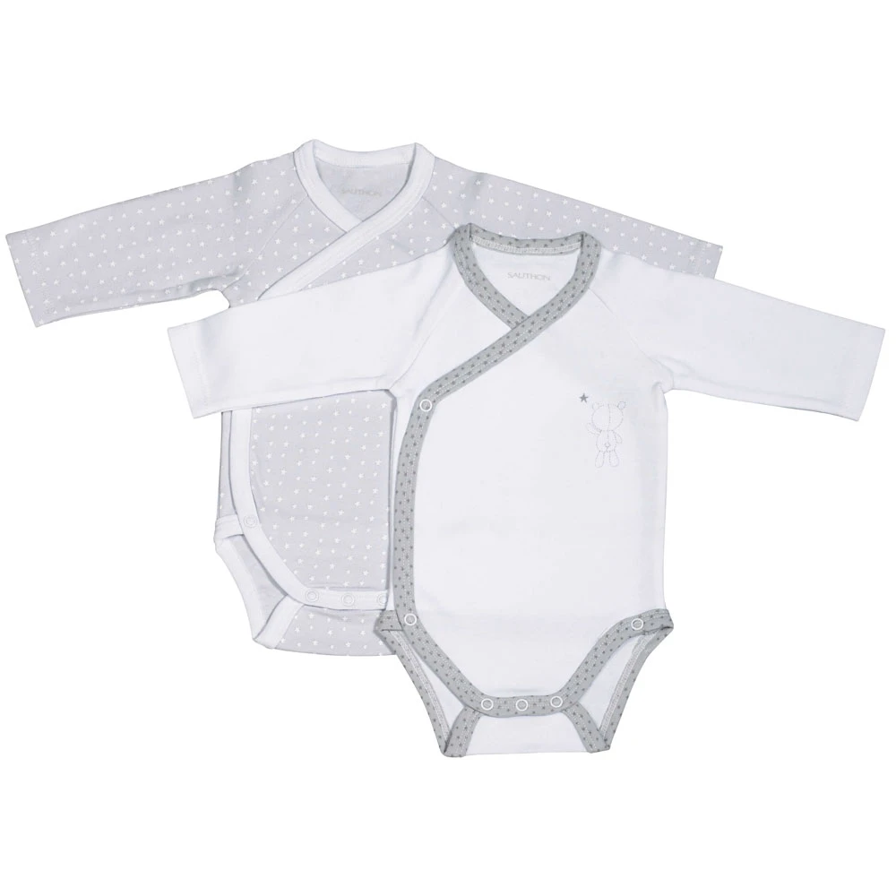 Lot De 2 Bodies Blanc Et Gris 1 Mois Céleste 1 Lot De 2 Bodies Blanc Et Gris 1 Mois Céleste