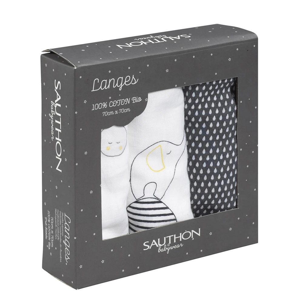 Lot De 3 Langes Bio 70x70cm Babyfan 2 Lot De 3 Langes Bio 70x70cm Babyfan – Image 2