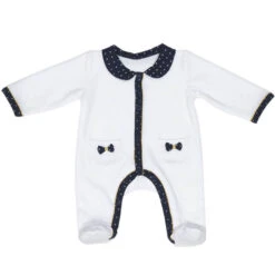 Pyjama Velours Blanc Noeuds Hello 3 Mois