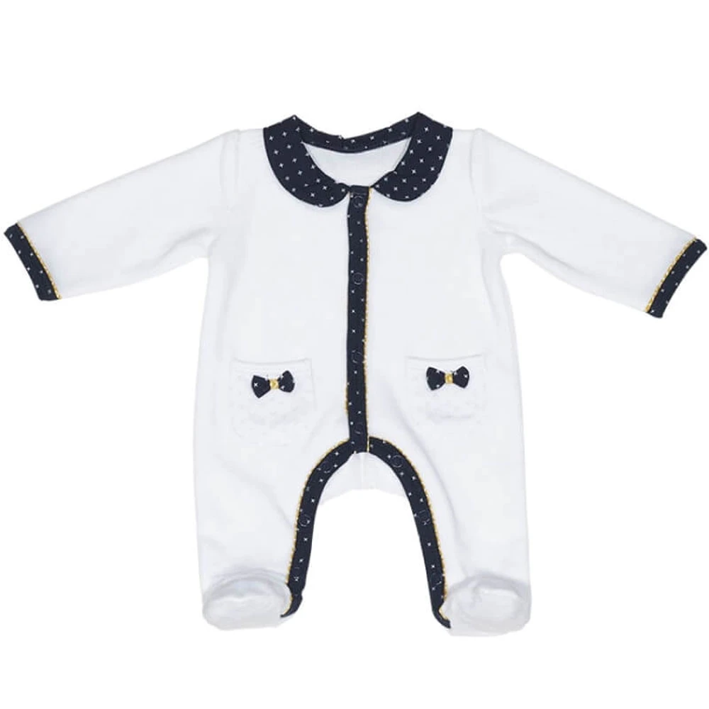 Pyjama Velours Blanc Noeuds Hello 3 Mois 1 Pyjama Velours Blanc Noeuds Hello 3 Mois