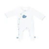 Pyjama Bébé Velours Blanc Blue Baleine Naissance Ouverture Côté