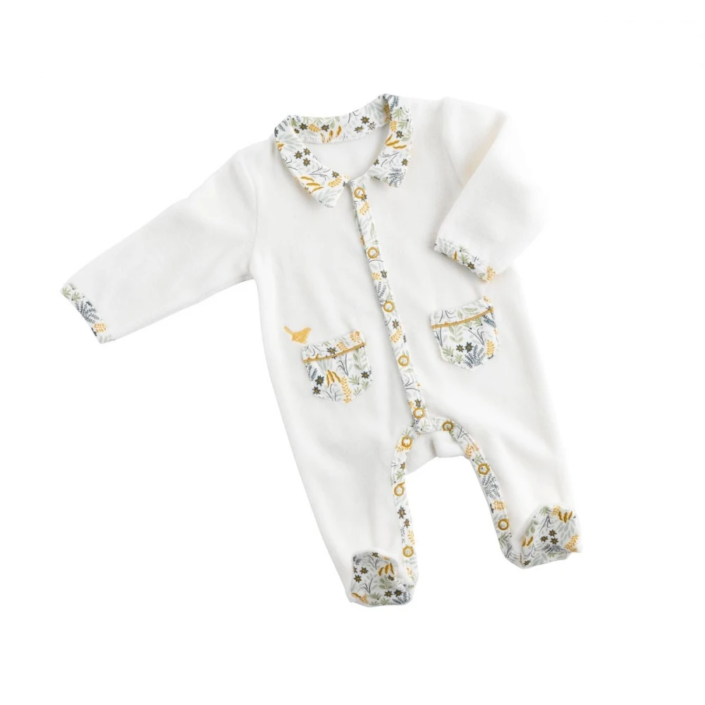 Pyjama Bébé Blanc 3 Mois Col Motif Végétal Promenons Nous 1 Pyjama Bébé Blanc 3 Mois Col Motif Végétal Promenons Nous