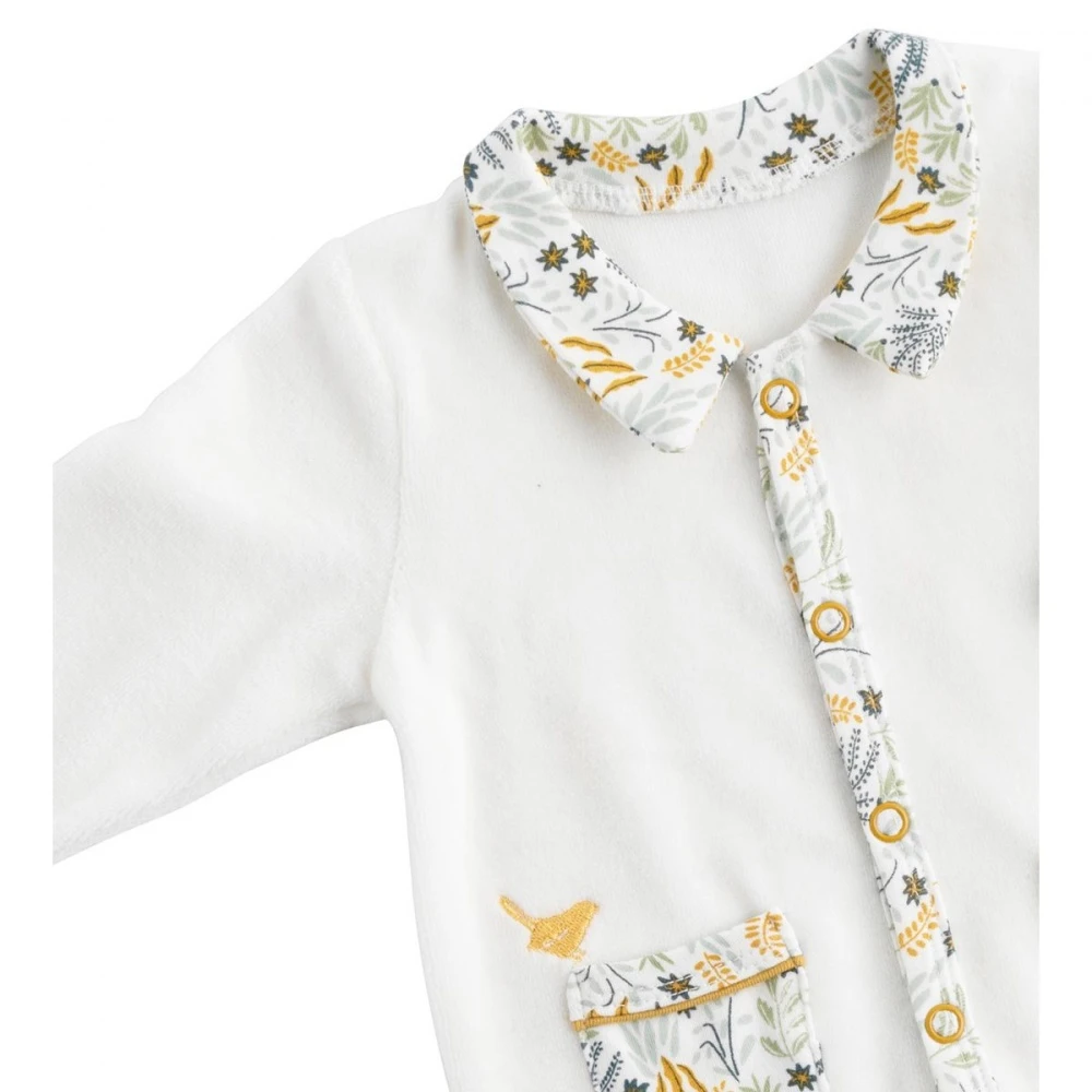 Pyjama Bébé Blanc 3 Mois Col Motif Végétal Promenons Nous 2 Pyjama Bébé Blanc 3 Mois Col Motif Végétal Promenons Nous – Image 2