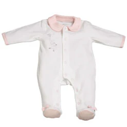 Pyjama Bébé Velours Blanc 1 Mois Lilibelle