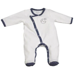 Pyjama Bébé Velours Blanc Merlin Naissance