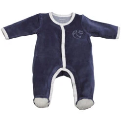 Pyjama Bébé Velours Bleu Merlin 3 Mois
