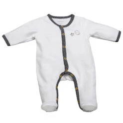 Pyjama Bébé Velours Blanc/gris Babyfan 3 Mois
