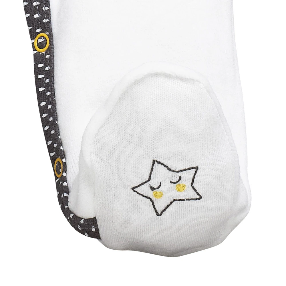 Pyjama Bébé Velours Blanc/gris Babyfan 3 Mois 3 Pyjama Bébé Velours Blanc/gris Babyfan 3 Mois – Image 3