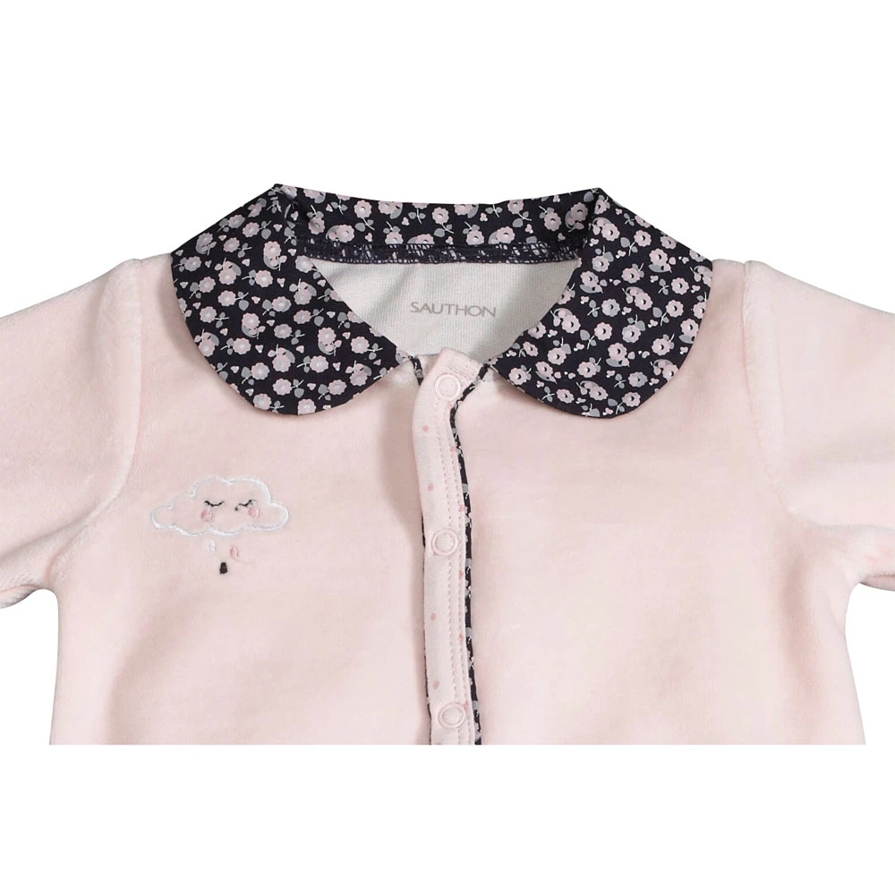 Pyjama Bébé Velours Rose Miss Fleur De Lune Naissance 2 Pyjama Bébé Velours Rose Miss Fleur De Lune Naissance – Image 2