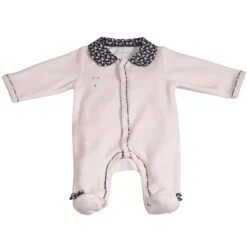 Pyjama Bébé Velours Rose Miss Fleur De Lune 3 Mois