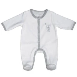 Pyjama Bébé Velours Blanc Ours Céleste 3 Mois