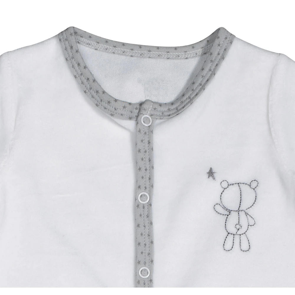 Pyjama Bébé Velours Blanc Ours Céleste 3 Mois 2 Pyjama Bébé Velours Blanc Ours Céleste 3 Mois – Image 2