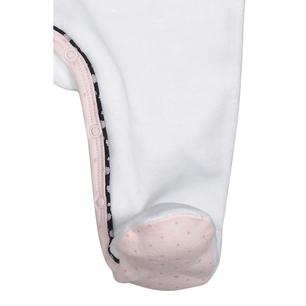 Pyjama Bébé Velours Blanc Miss Fleur De Lune 3 Mois 3 Pyjama Bébé Velours Blanc Miss Fleur De Lune 3 Mois – Image 3