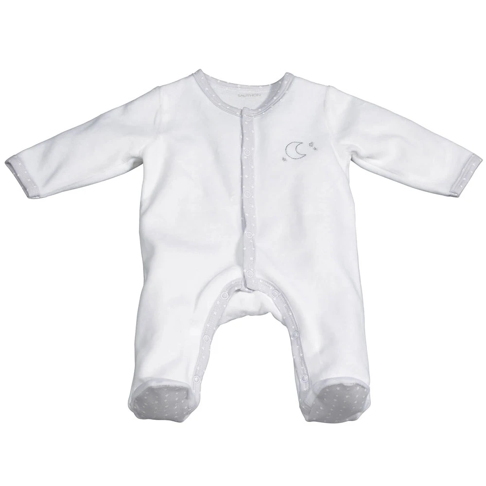 Pyjama Bébé Velours Blanc Lune 1 Mois Céleste 1 Pyjama Bébé Velours Blanc Lune 1 Mois Céleste
