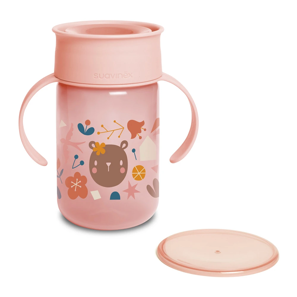 Suavinex Tasse 360° 340ml 12 Mois + Forêt Rose 2 Suavinex Tasse 360° 340ml 12 Mois + Forêt Rose – Image 2