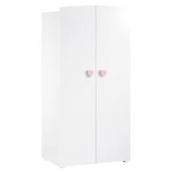 Armoire Chambre Bébé 2 Portes Boutons Coeur Rose