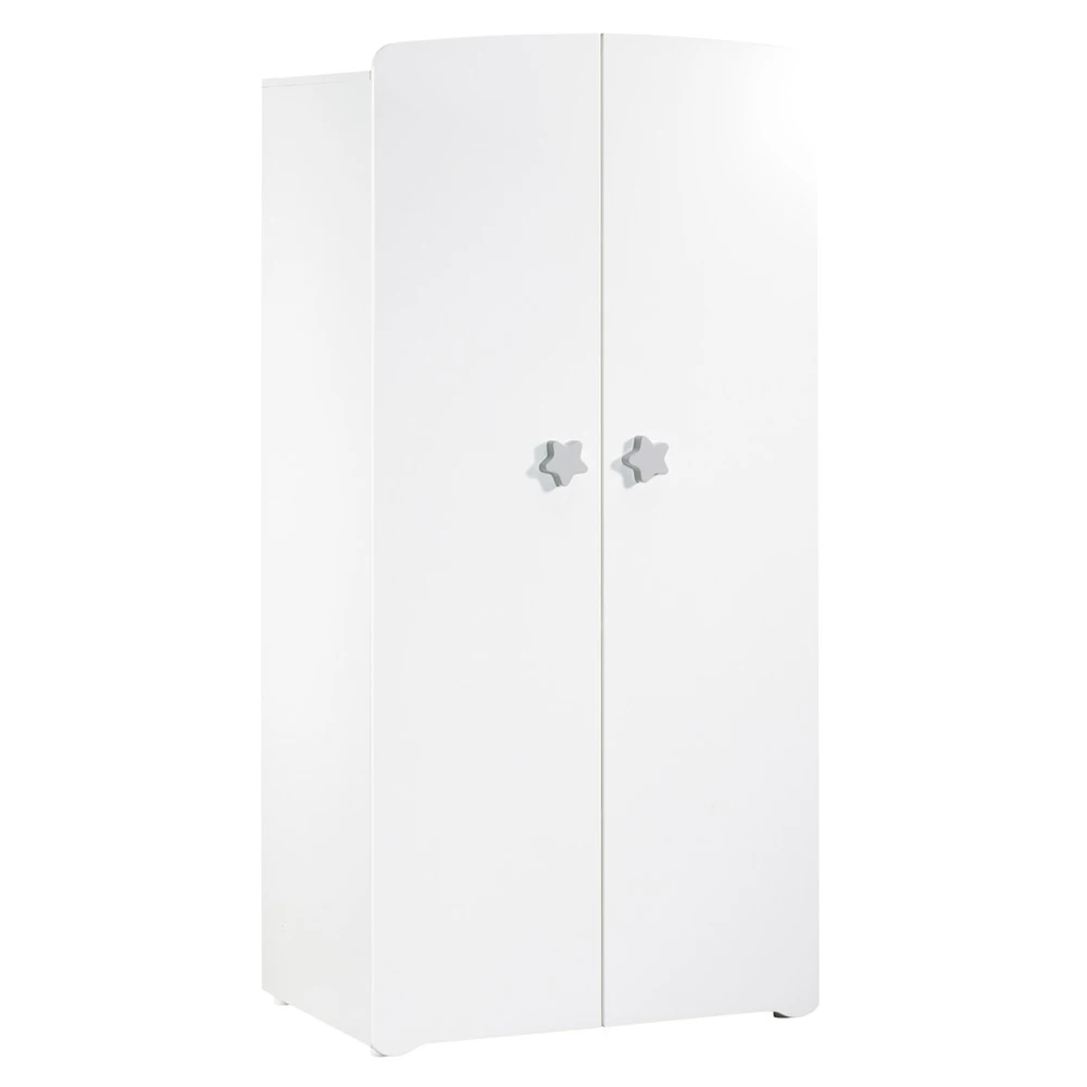 Armoire Chambre Bébé 2 Portes Boutons étoile Gris 1 Armoire Chambre Bébé 2 Portes Boutons étoile Gris