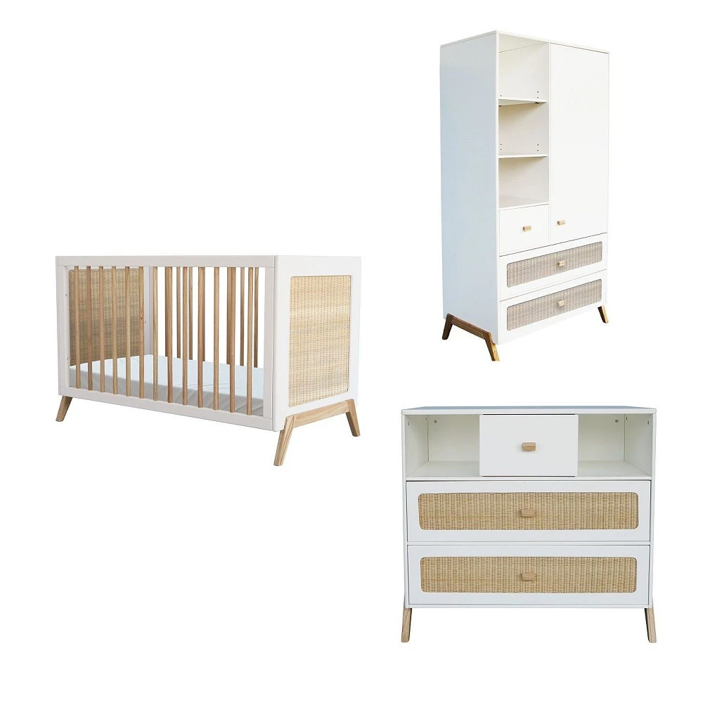 Chambre Trio Marélia Neige Lit 70x140 Cm + Commode + Armoire 2 Chambre Trio Marélia Neige Lit 70x140 Cm + Commode + Armoire – Image 2